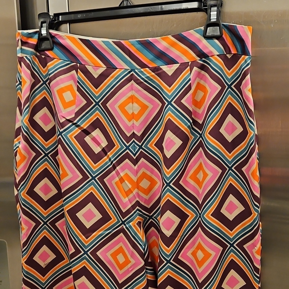💕TRINA TURK💕 Bay Pant ~ Brookhaven Blocks Satin Georgette 6 NWT - Picture 12 of 16